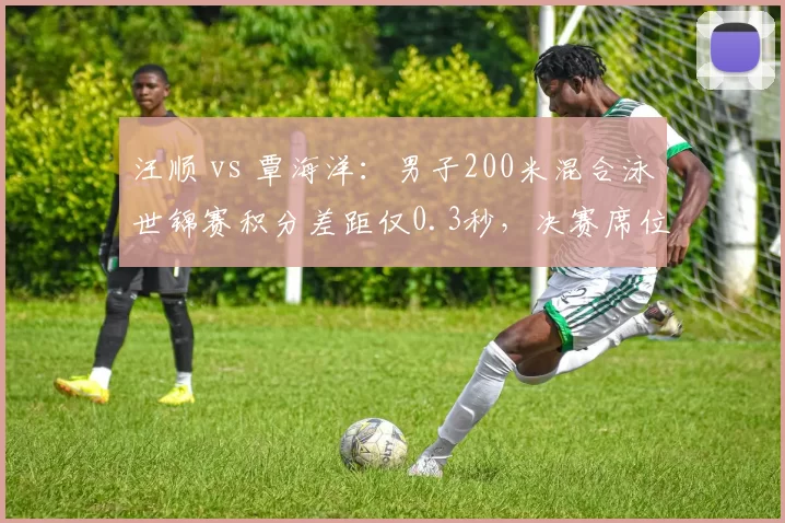 汪顺 vs 覃海洋：男子200米混合泳世锦赛积分差距仅0.3秒，决赛席位之争白热化